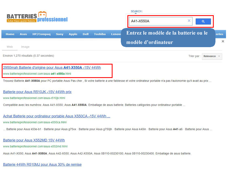 recherche rapide batterie